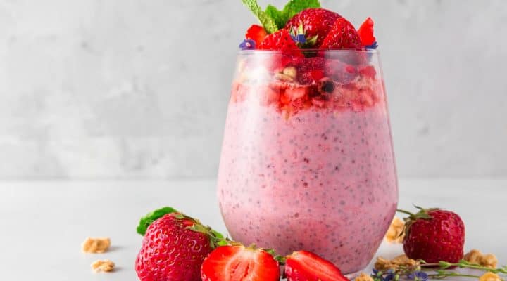 Creme de morango com biomassa e chia