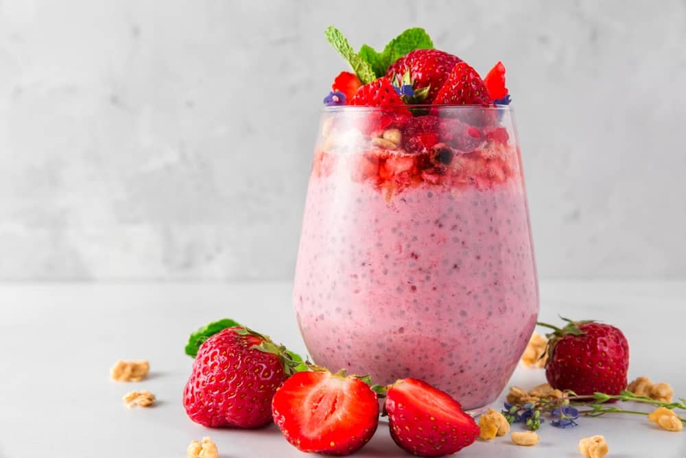 Creme de morango com biomassa e chia